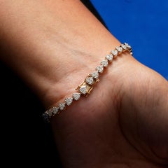 Genuine Diamond Heart Love Charm Tennis Bracelet 14k Gold Fine Jewelry