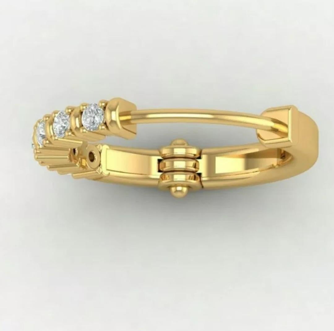Art Deco Genuine Diamond Hoop Nose Ring 14k Solid Gold Women Diamond Christmas Present For Sale