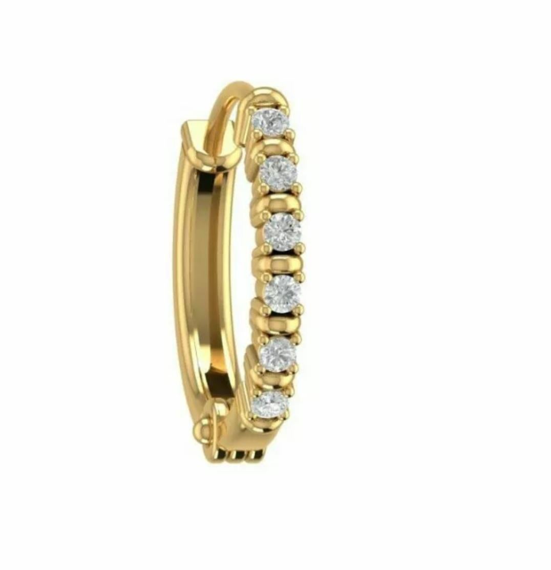 Genuine Diamond Hoop Nose Ring 14k Solid Gold Women Diamond Christmas Present For Sale 2