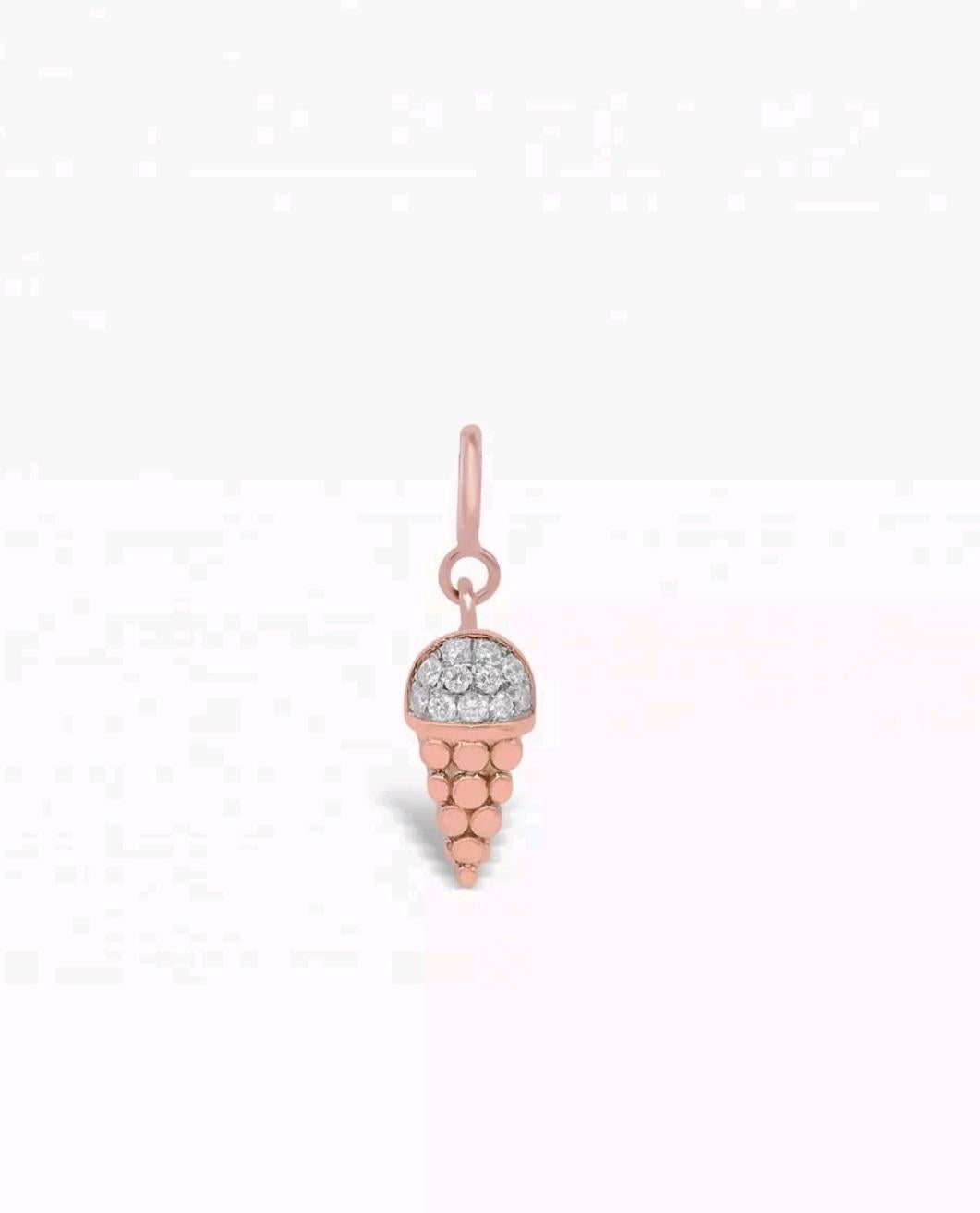 Pendentif en or massif 14k avec breloques en diamant véritable en forme de cône de crème glacée. Neuf - En vente à Chicago, IL