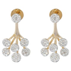 Genuine Diamond Inverted Tree 14k Gold Earrings Floral Jewelry Screw Back
