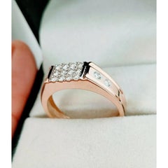 Genuine Diamond Men Engagement Square Ring in 14k Solid Gold