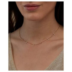 Genuine Diamond Multi Bar Necklace 14k Solid Gold
