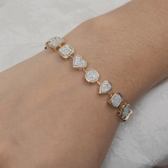 Genuine Diamond Multi Shape Charms 14kt Gold Fine Bracelet Jewelry