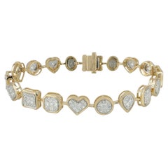 Echte Diamant Multi Form Charms Solid 14kt Gelbgold Feine Armband Schmuck