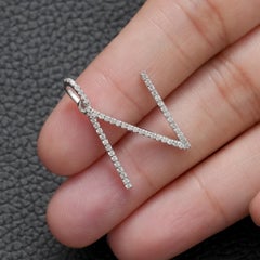 Genuine Diamond N Initial Pendant 14k White Gold Fine Charm Jewelry Unisex