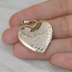 Genuine Diamond Puffed Heart 14kt Yellow Gold Fine Pendant Jewelry