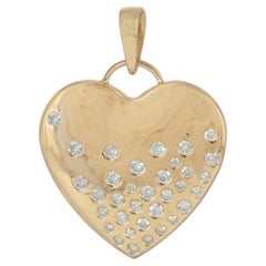 Genuine Diamond Puffed Heart 14kt Yellow Gold Fine Pendant Jewelry