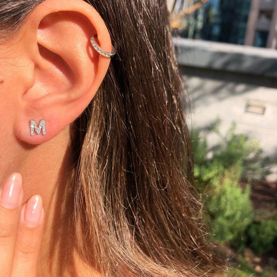 diamond letter earrings