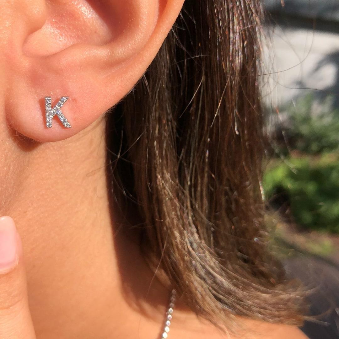 initial stud earrings