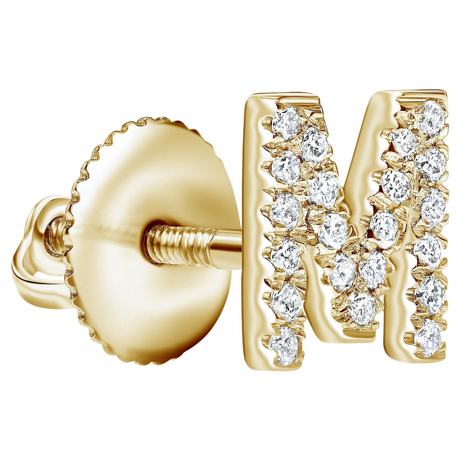 Shlomit Rogel, clous d'oreilles d'origine personnalisés en or jaune 14 carats avec diamants