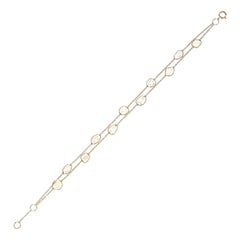Genuine Diamond Slices Double-Line 18k Yellow Gold Adjustable Bracelet