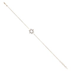 Bracelet à chaîne en or 14 carats avec breloque en forme d'étoile sertie d'un diamant authentique – Bijoux raffinés et délicats