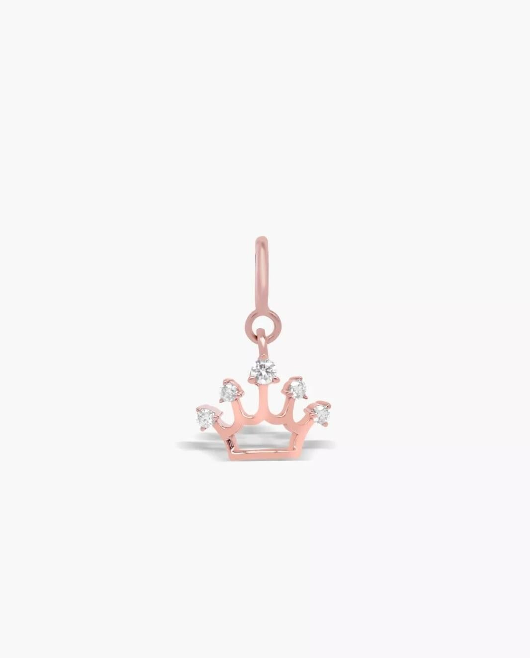 Genuine Diamond Tiara Charm Pendant 14k Solid Gold Girls Tiara Necklace Charm. For Sale 1