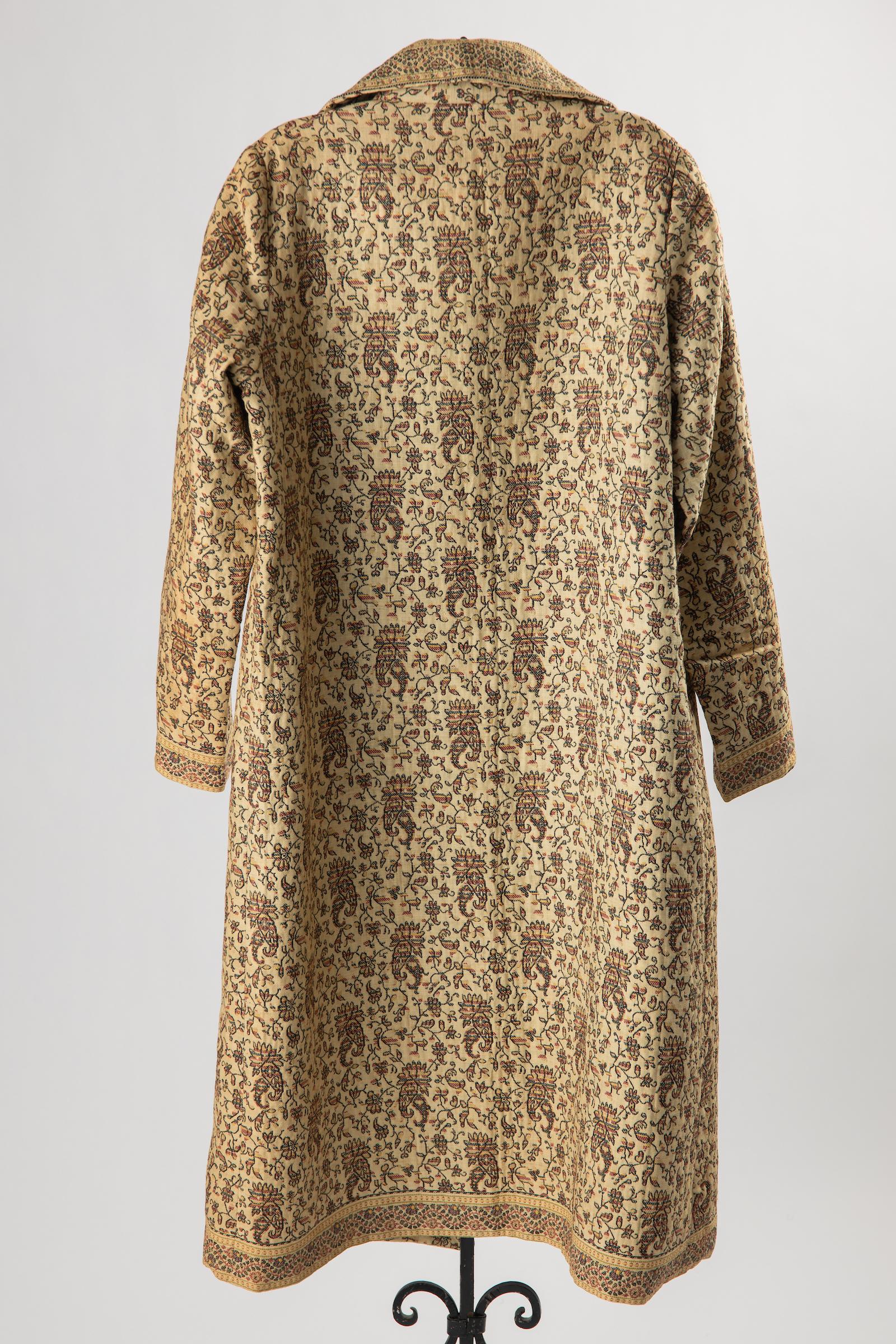 Manteau véritable en brocart cachemire tissé à la main style couture égyptienne ottomane Art déco en vente 6