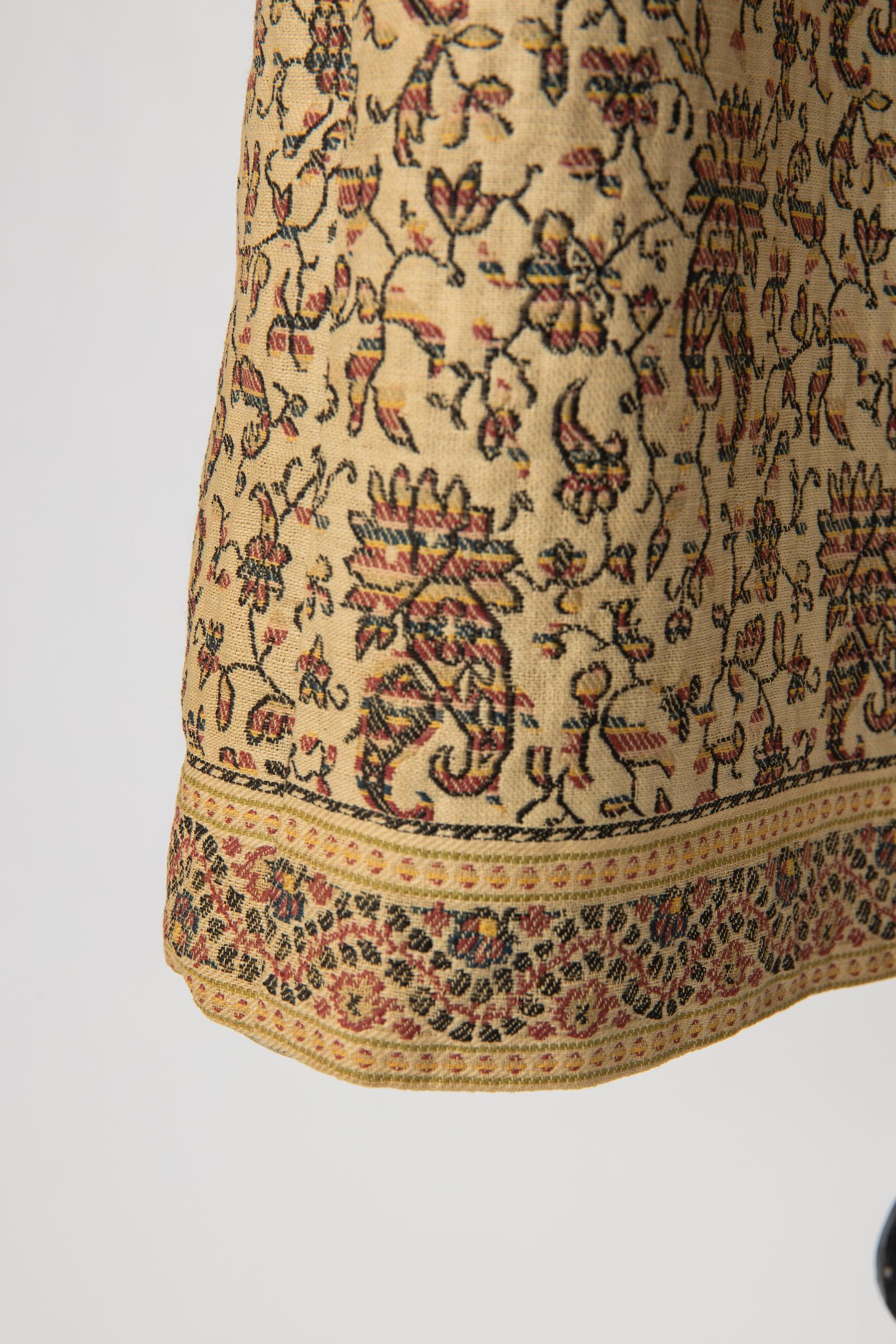 Manteau véritable en brocart cachemire tissé à la main style couture égyptienne ottomane Art déco en vente 8