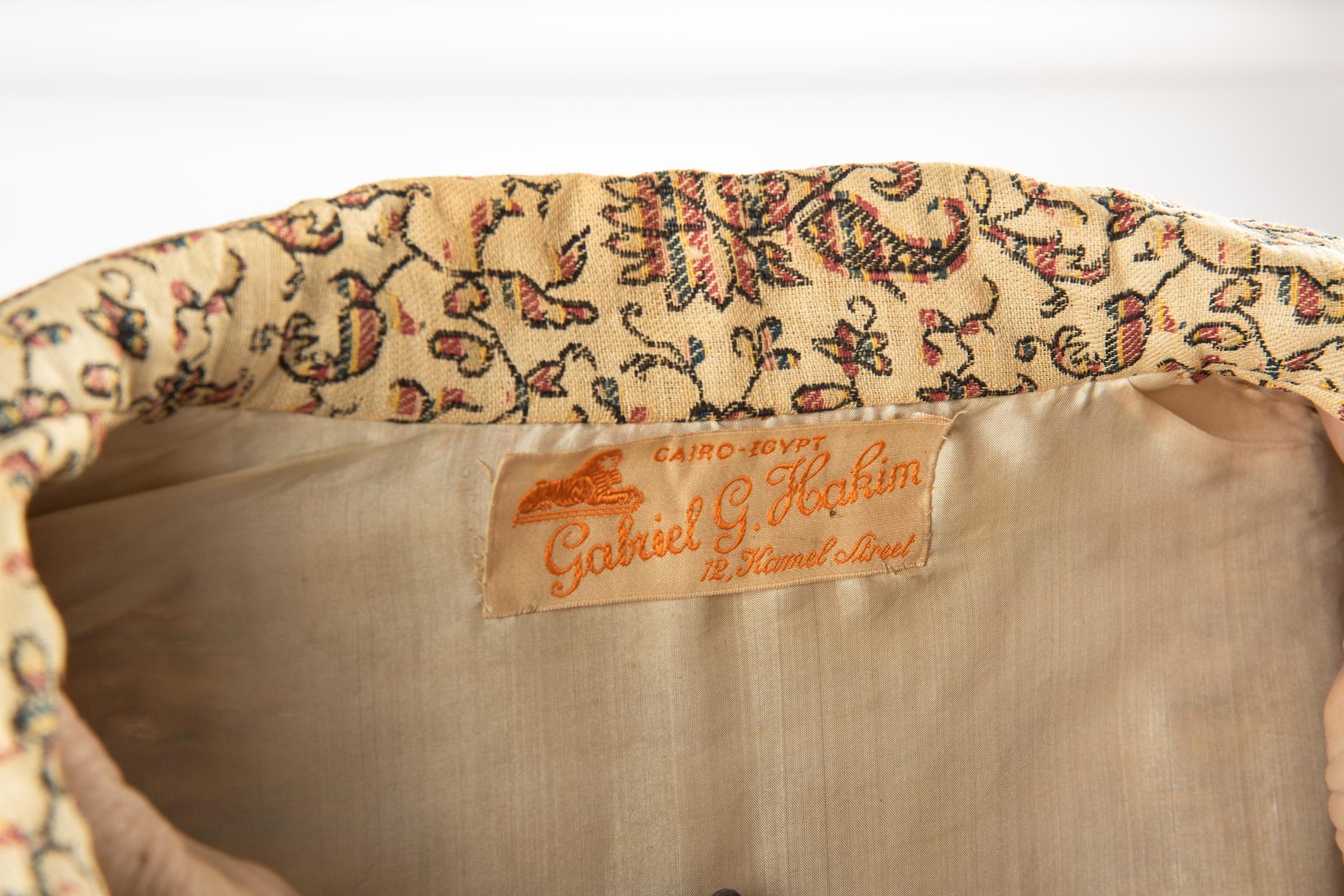 Handgewebter handgewebter Couture-Mantel aus Paisley-Brokat, echtes osmanisches ägyptisches Couture-Art déco (Beige) im Angebot