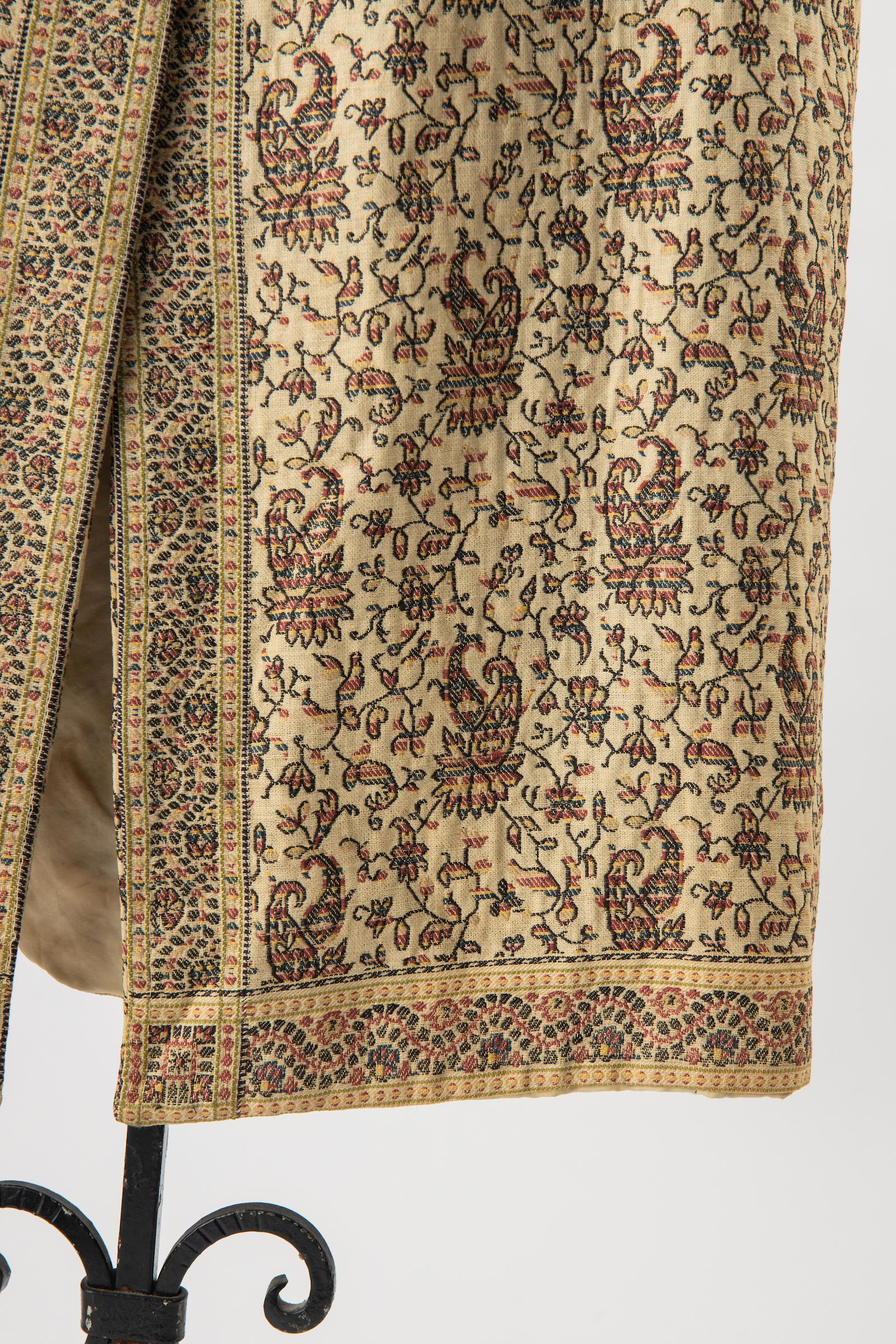Manteau véritable en brocart cachemire tissé à la main style couture égyptienne ottomane Art déco en vente 3