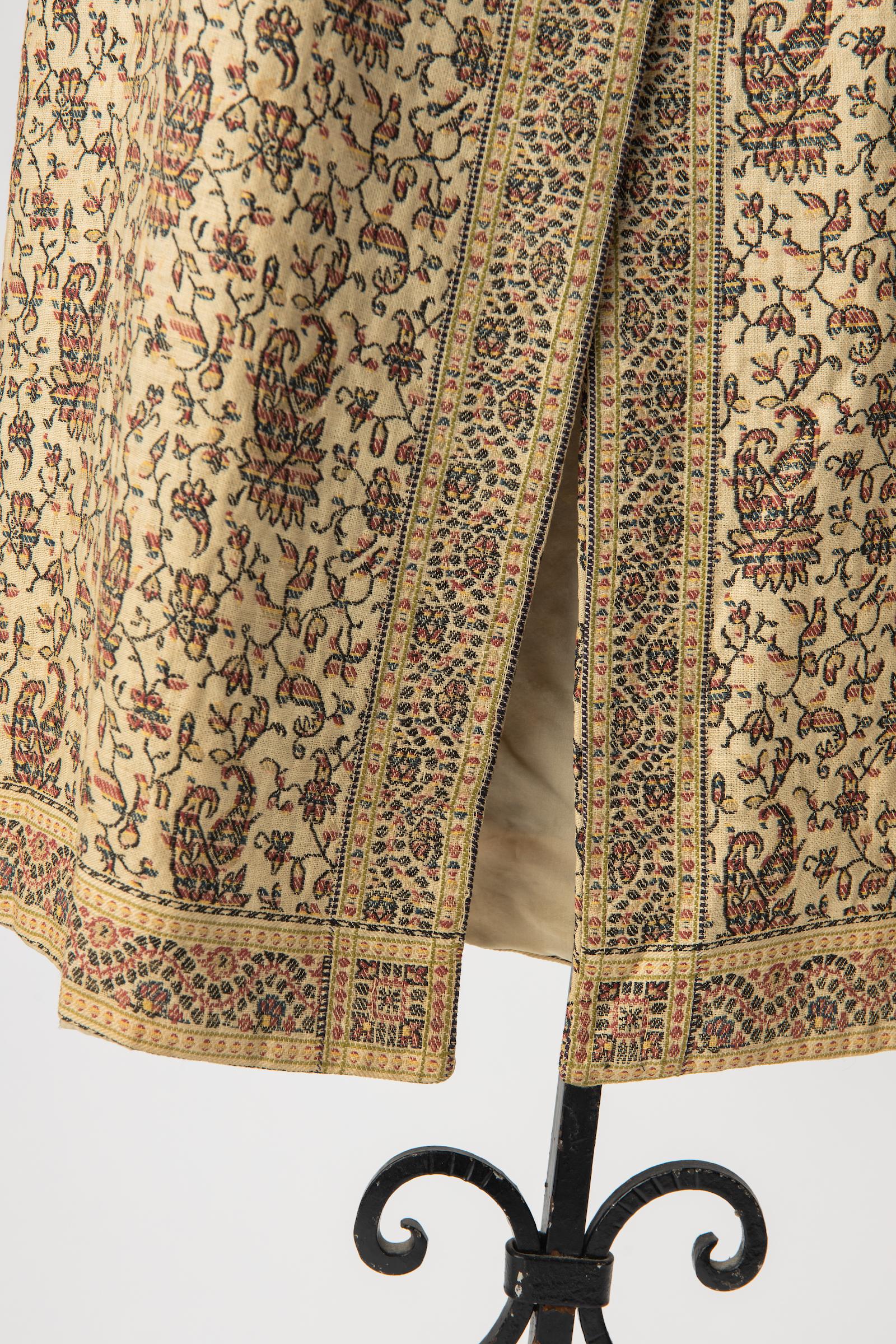 Manteau véritable en brocart cachemire tissé à la main style couture égyptienne ottomane Art déco en vente 4