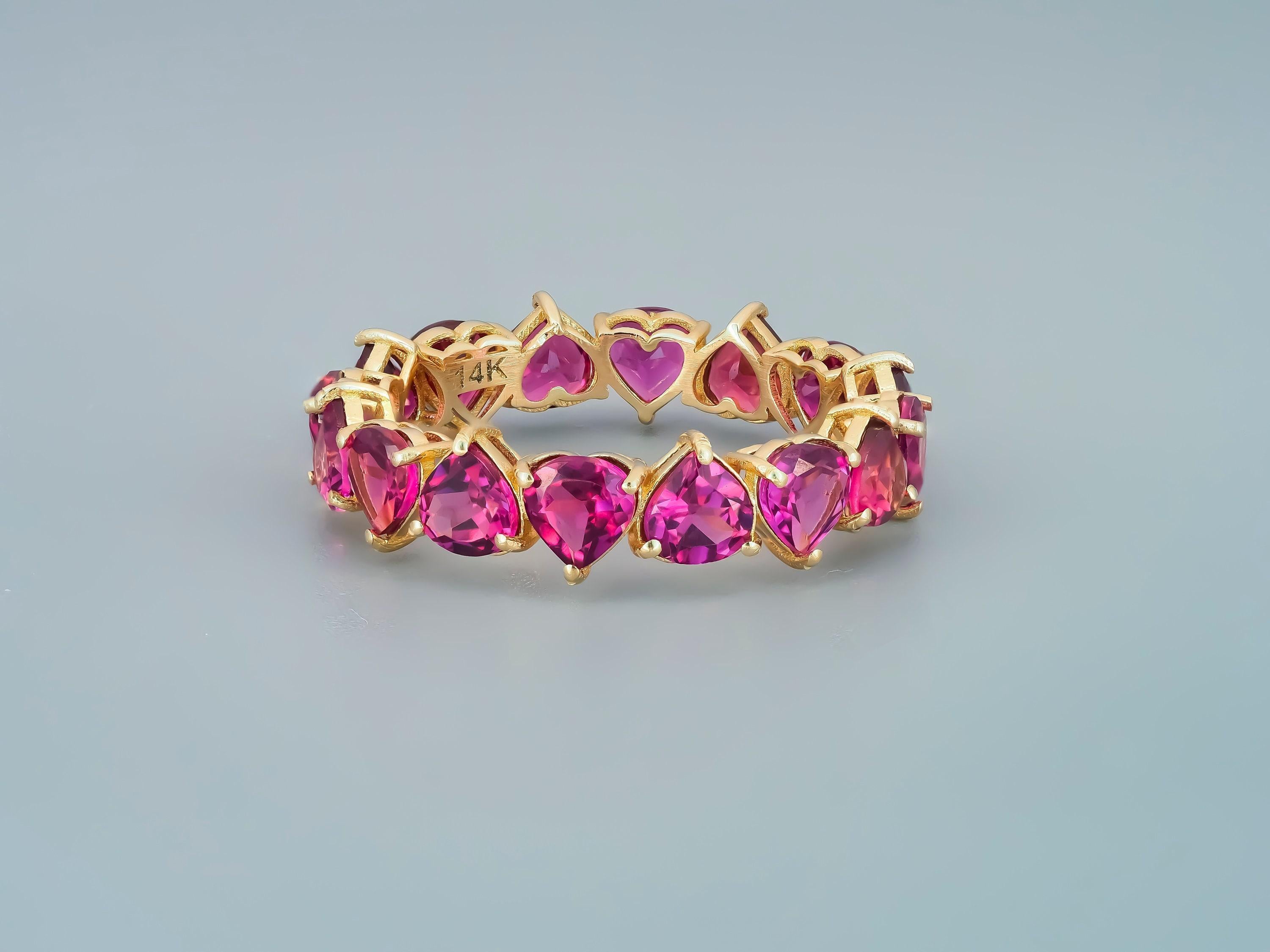 For Sale:  Heart garnet Eternity Ring in 14k gold 7