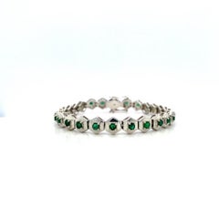 Genuine Emerald .925 Sterling Silver Hexagon Bracelet Gift for Mom