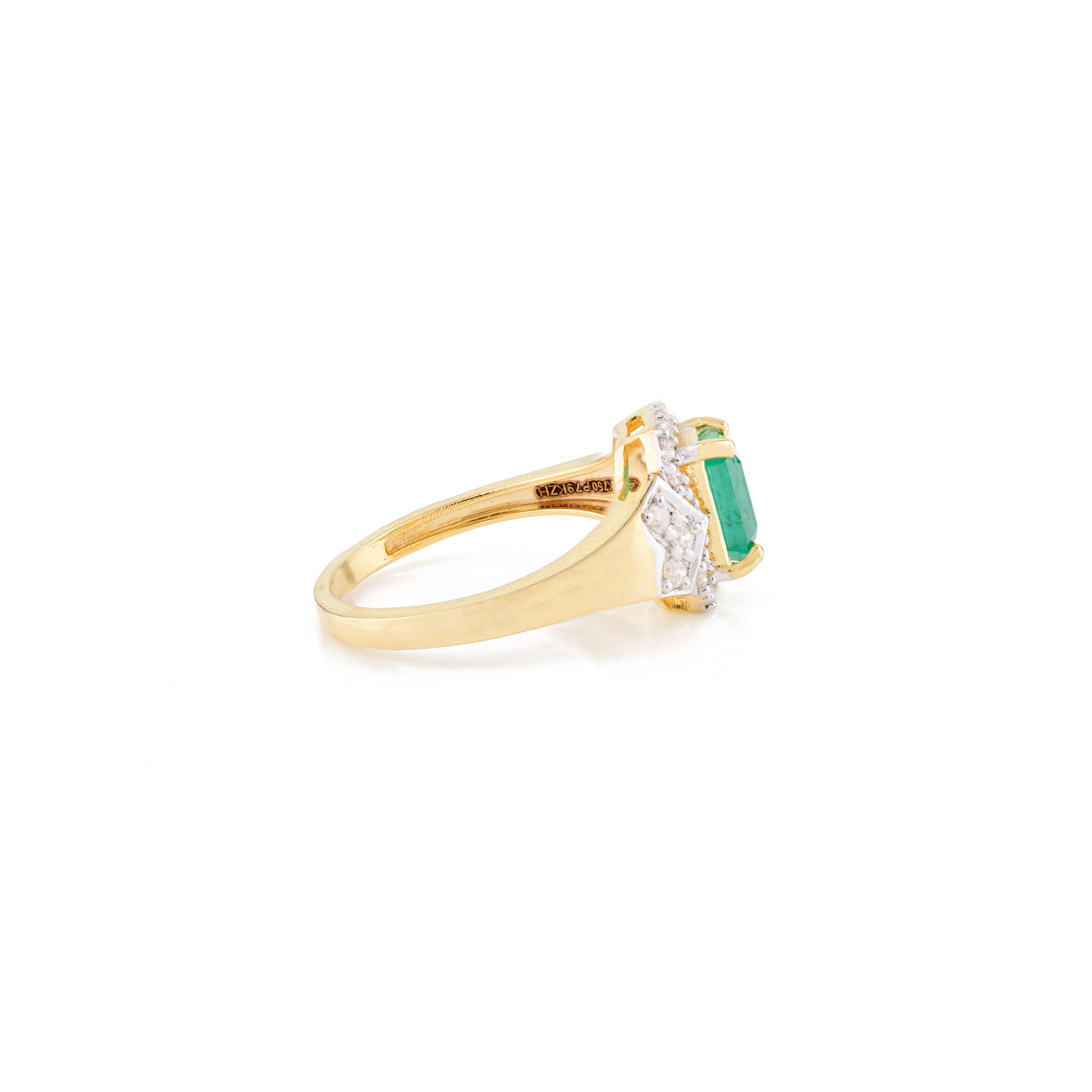 For Sale:  Natural Emerald Diamond Wedding Ring for Women 18k Solid Yellow Gold 3