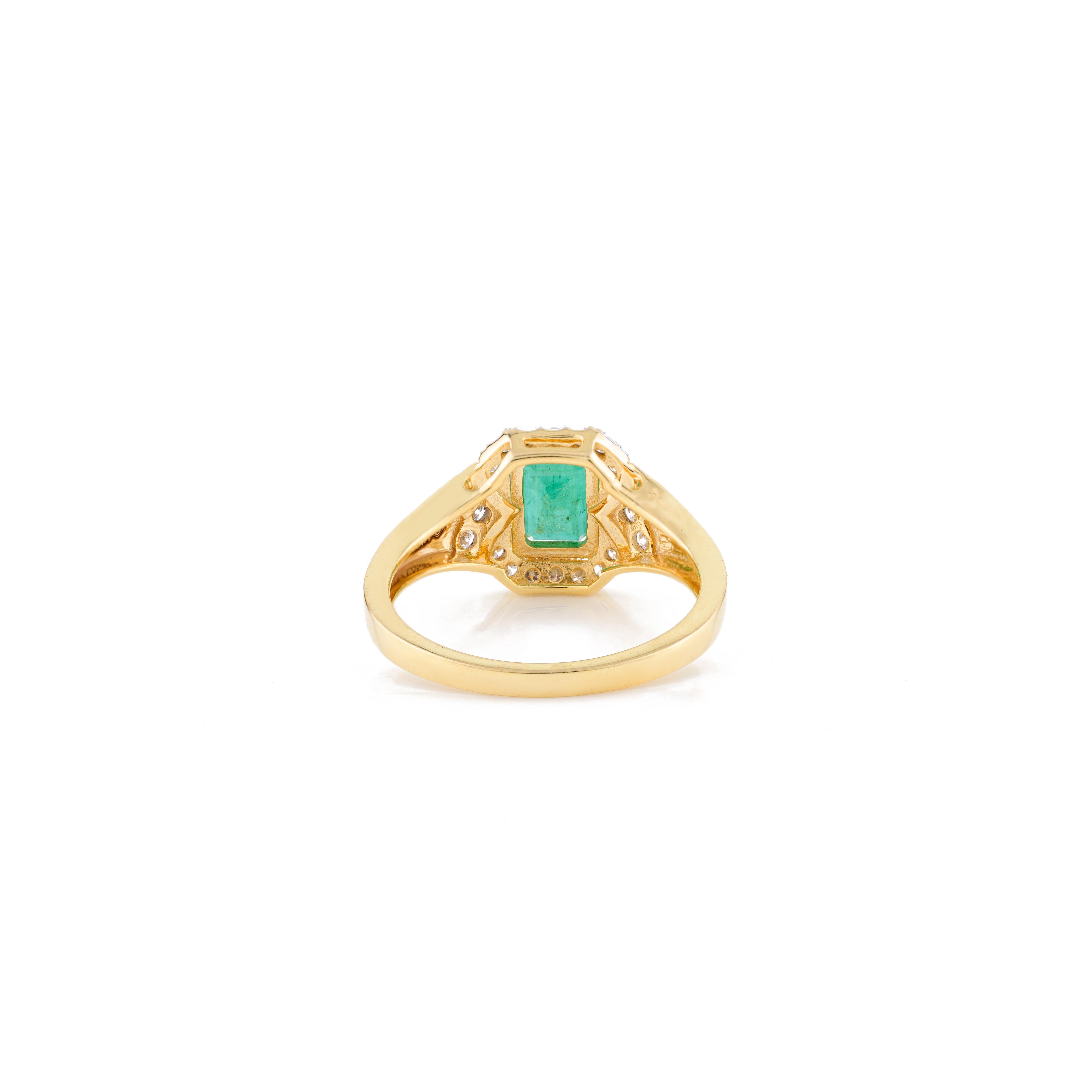 For Sale:  Natural Emerald Diamond Wedding Ring for Women 18k Solid Yellow Gold 5