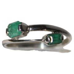 Genuine Russian emerald silver ring