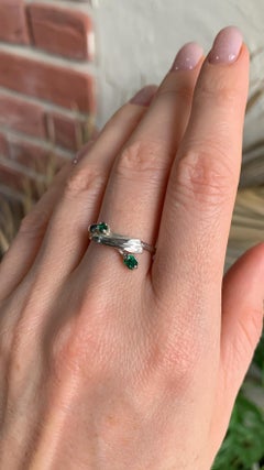 Genuine emerald silver ring