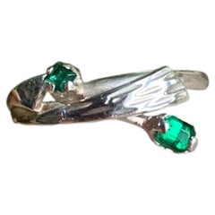 Genuine emerald silver ring
