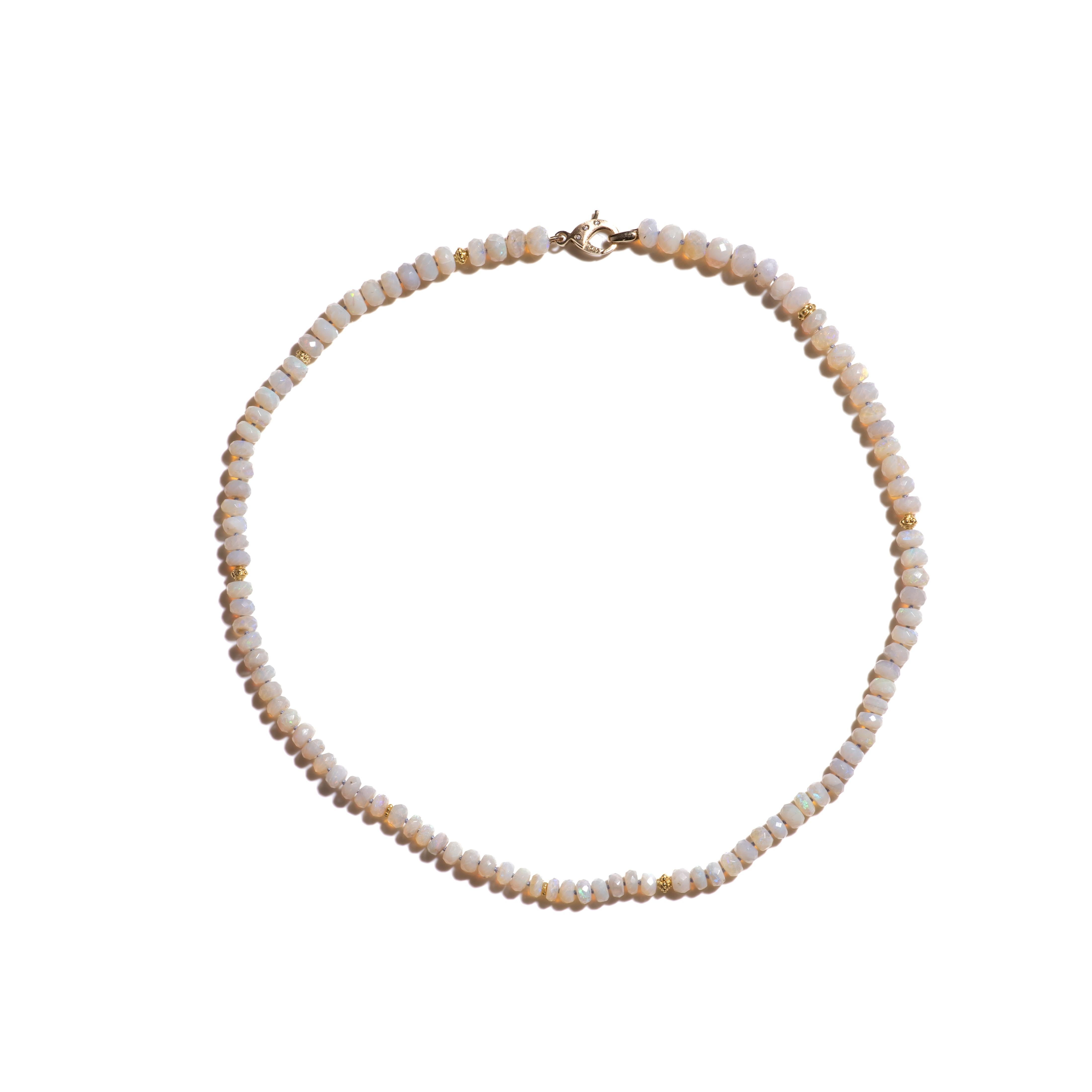 Collar de diamantes de oro de 14 quilates con ópalo australiano auténtico de Coober Pedy en venta 2
