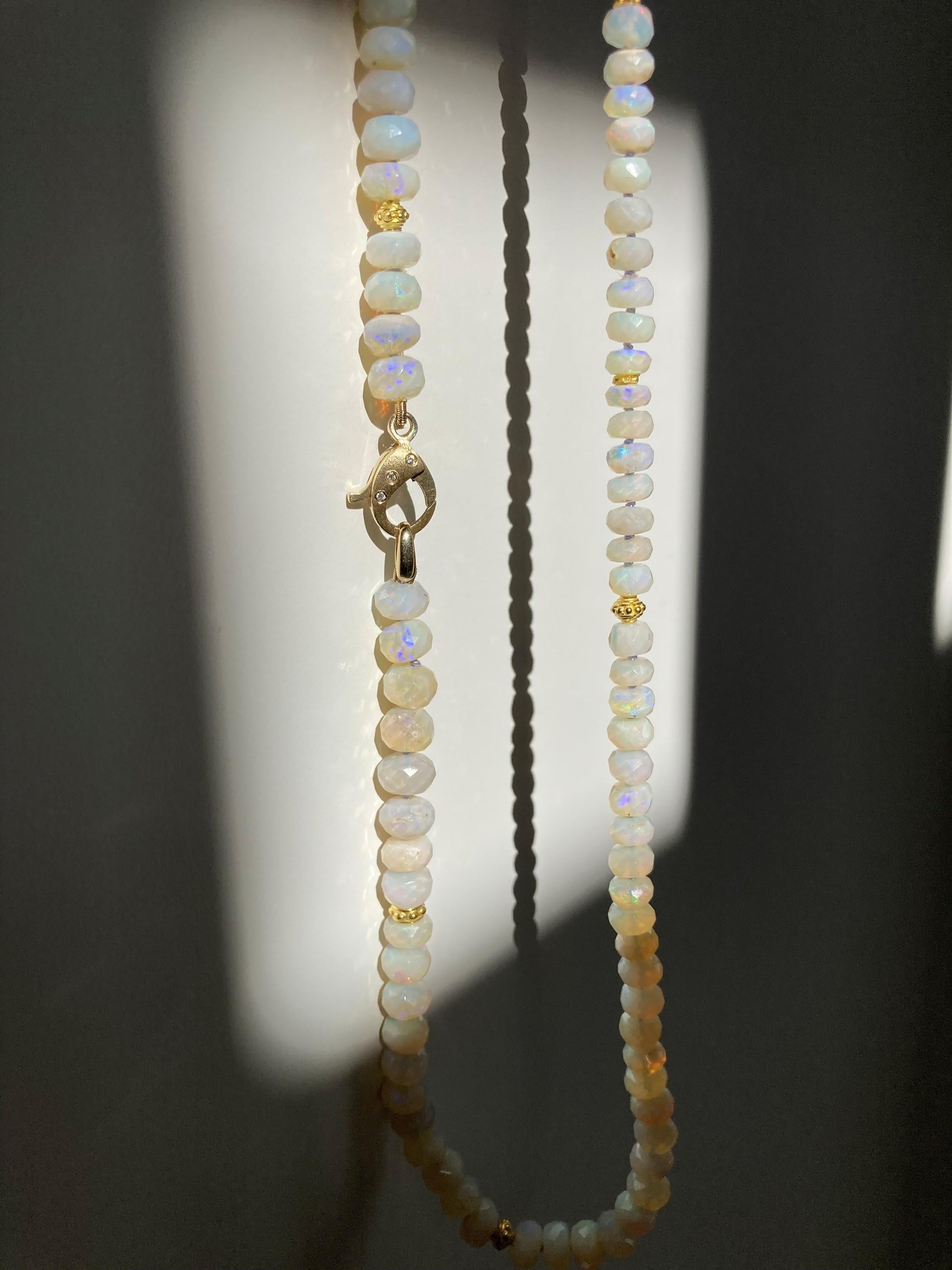 Collar de diamantes de oro de 14 quilates con ópalo australiano auténtico de Coober Pedy en venta 5