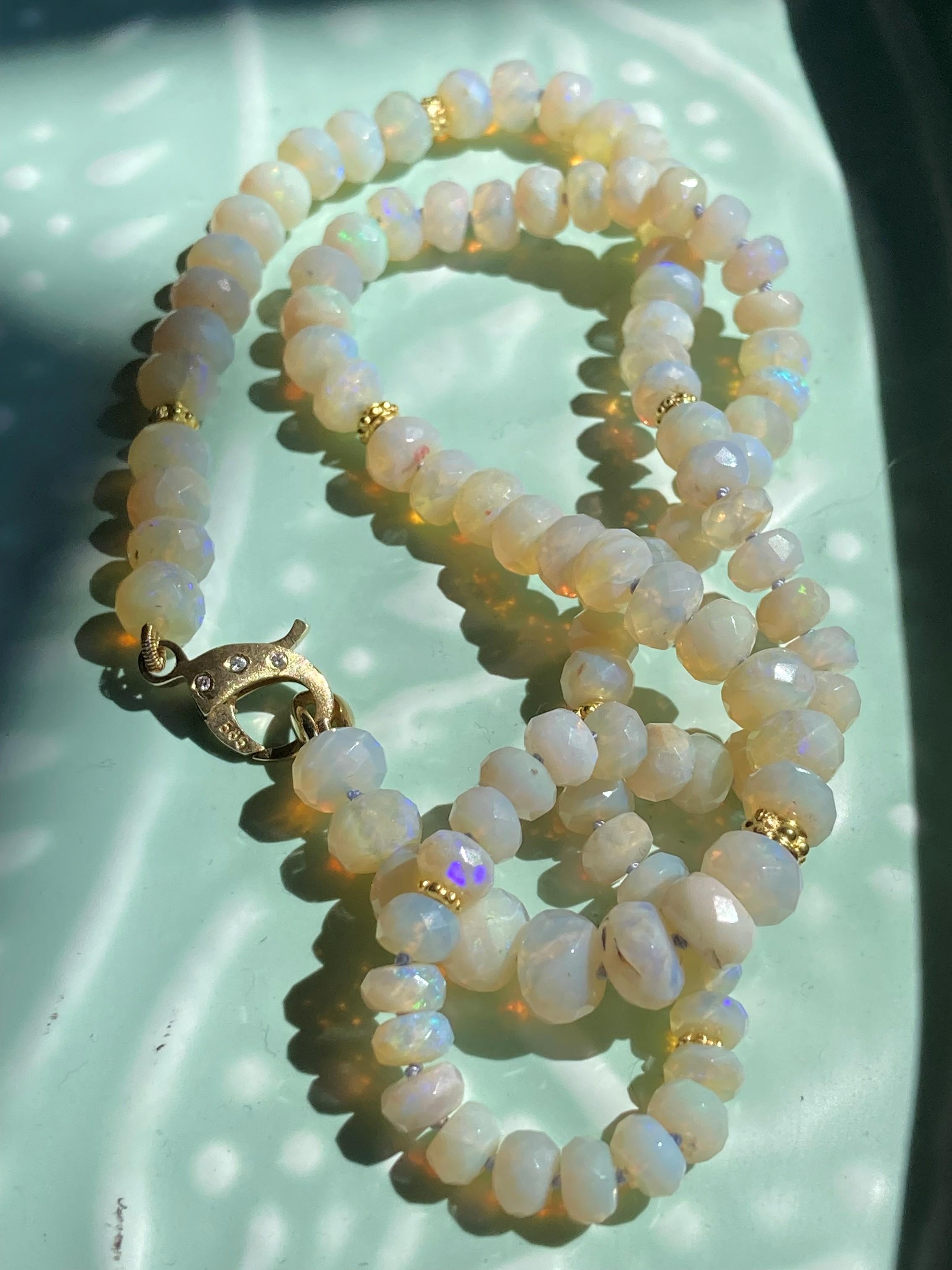 Collar de diamantes de oro de 14 quilates con ópalo australiano auténtico de Coober Pedy en venta 6