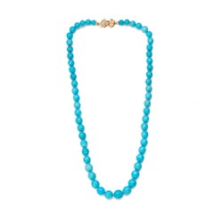 Genuine Estate Sleeping Beauty Turquoise Bead Yellow Gold Necklace