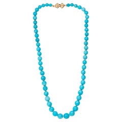 Vintage Genuine Estate Sleeping Beauty Turquoise Yellow Gold Necklace