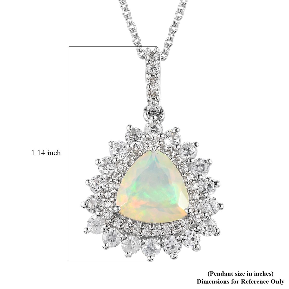 Trillion Cut 1.78 Ct Ethiopian Opal Halo Pendant Necklace 925 Sterling Silver Women Jewelry   For Sale