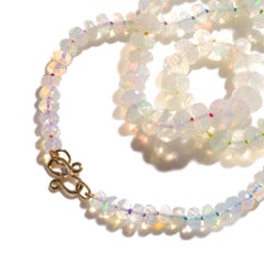 Genuine Rainbow Opal 18K Diamond Beaded Necklace
