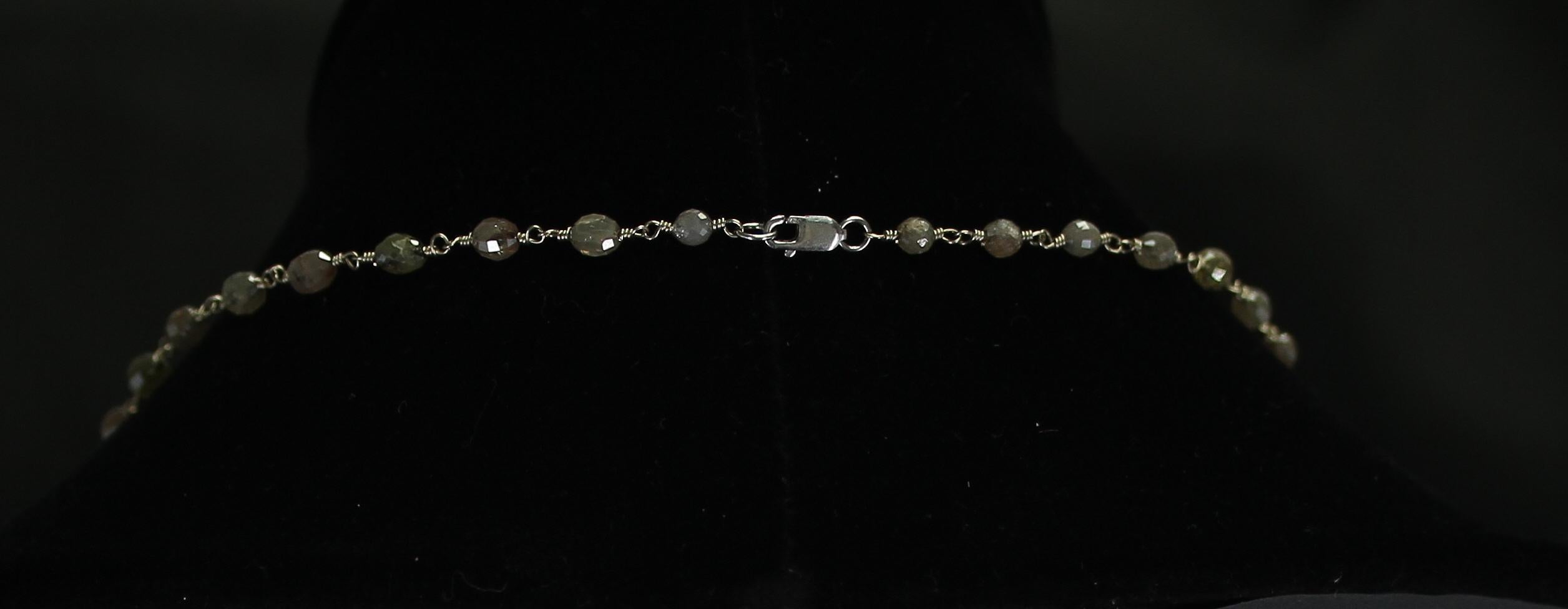 Eine echte Fancy & Multi-Color Diamond Drum-Shape Beads Wire-Wrapped Halskette 18