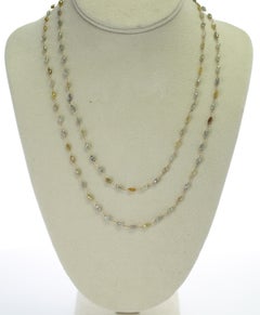 Genuine Fancy and Multi-Color Diamond Drum-Shape Beads Wire-Wrapped Necklace