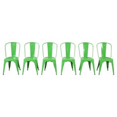 Genuine French Bright Green Tolix Set '6' Steel Chairs, Cosmetic Flaws