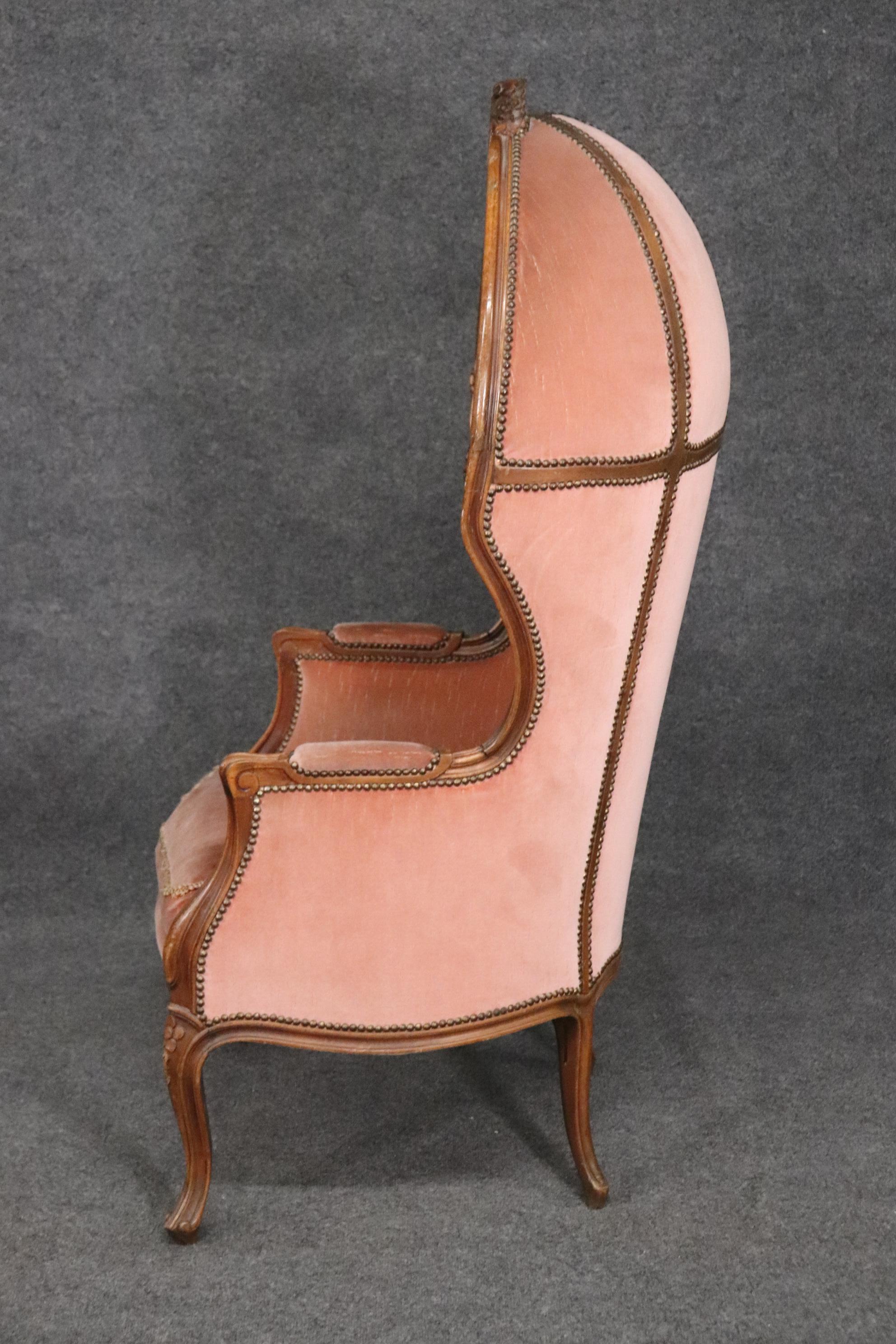 Mid-20th Century Genuine French Carved Walnut Louis XV Canopy Porters Chair circa 1940