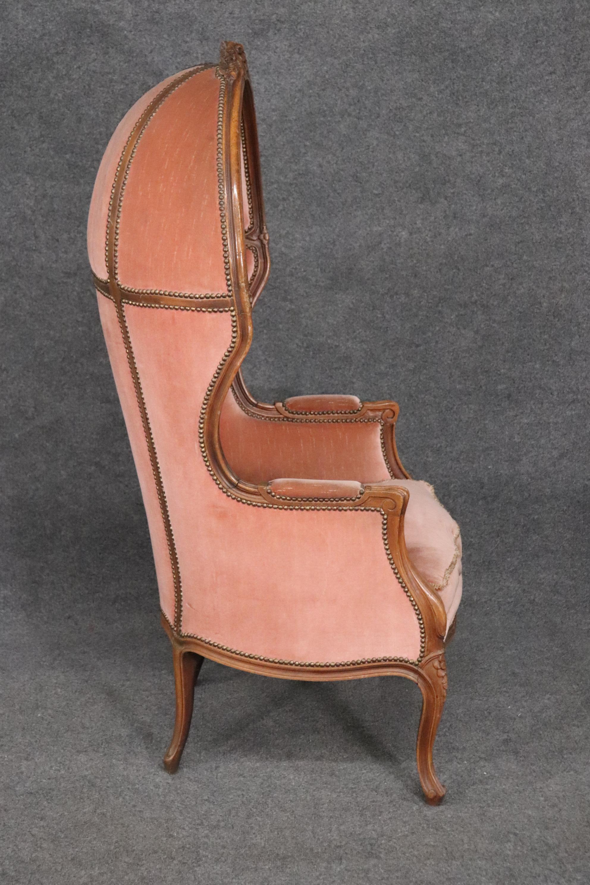 Genuine French Carved Walnut Louis XV Canopy Porters Chair circa 1940 2