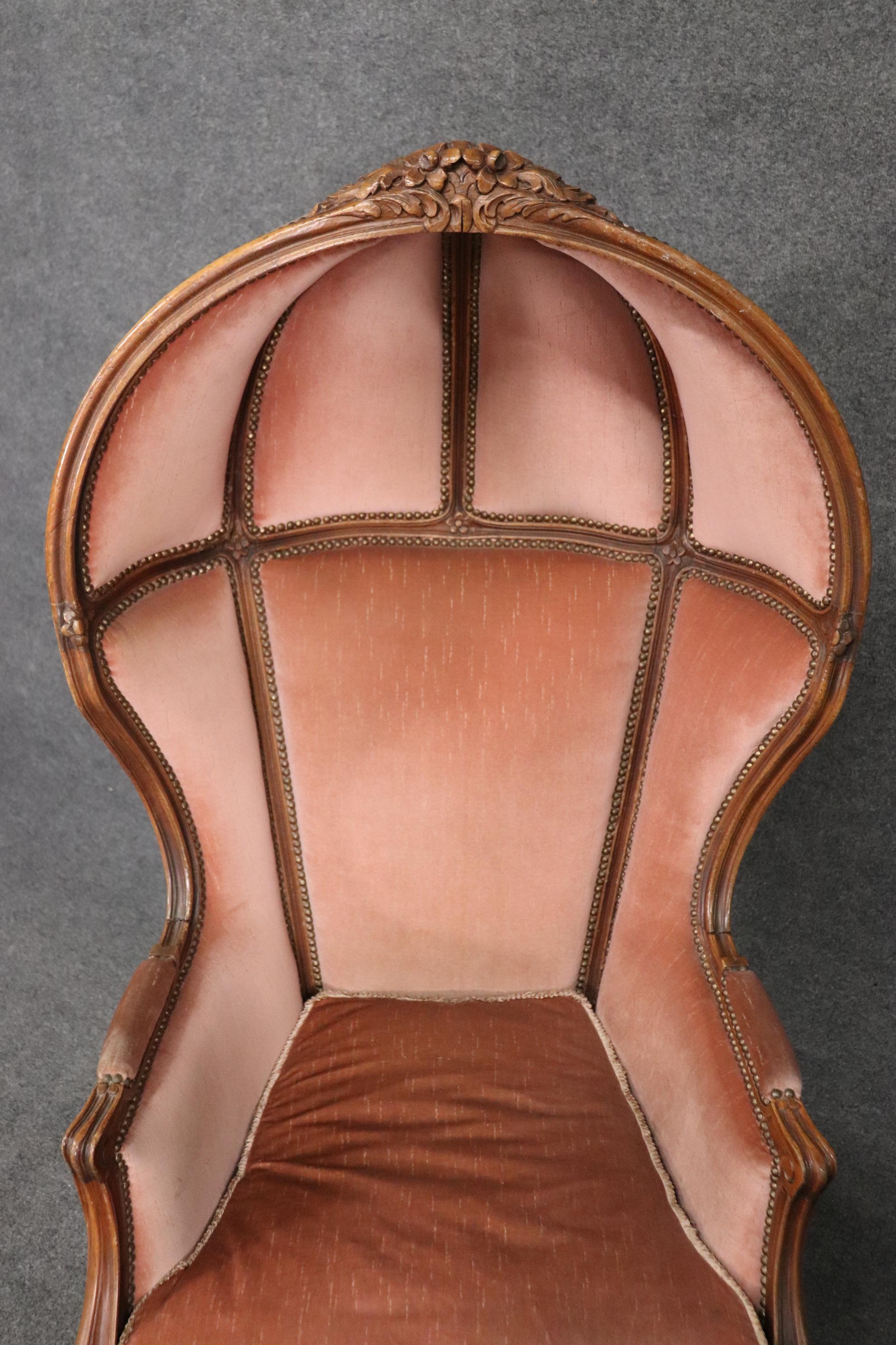 Genuine French Carved Walnut Louis XV Canopy Porters Chair circa 1940 4