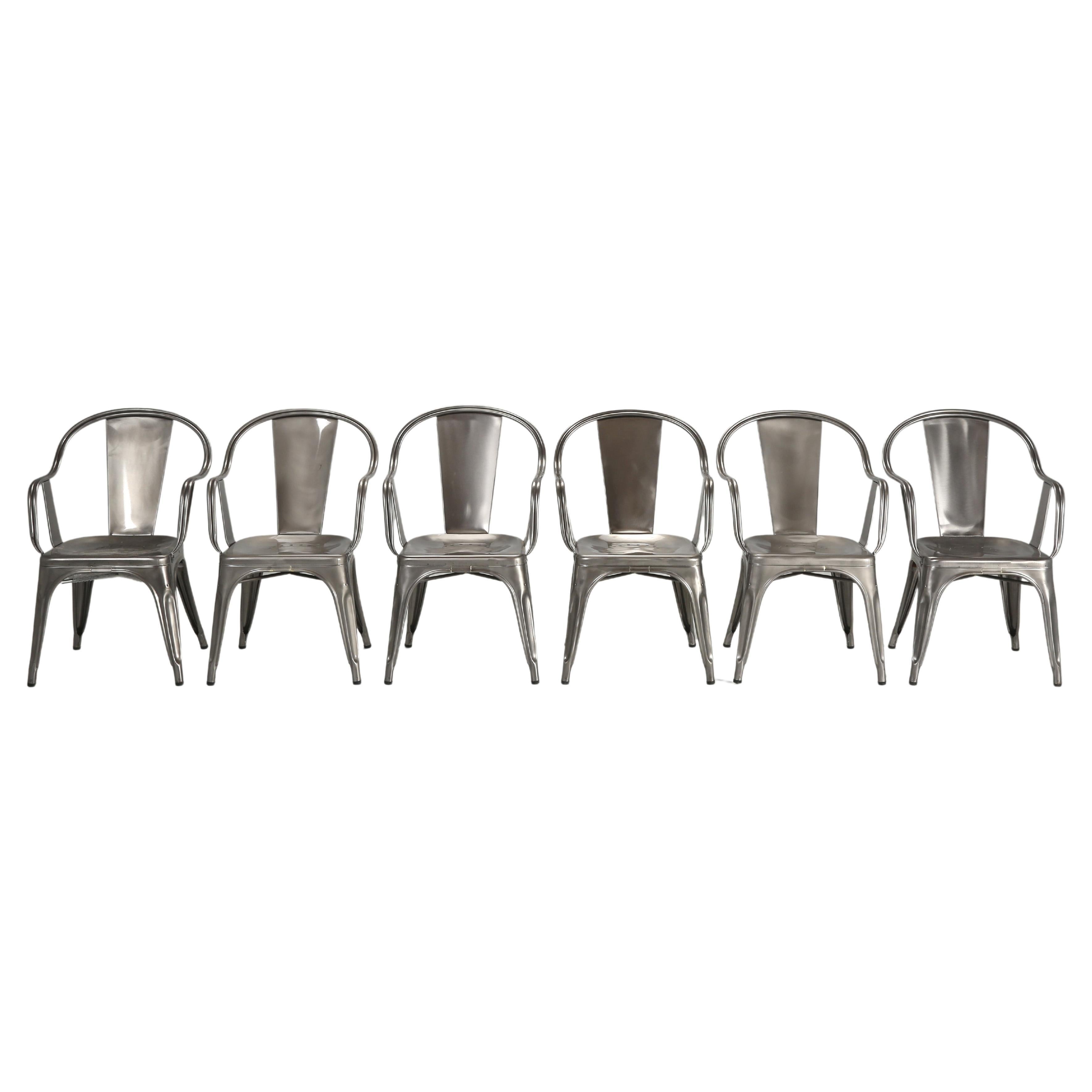 Genuine French Made Tolix Arm Chairs Powder Coated, Showroom Samples Minor Flaws