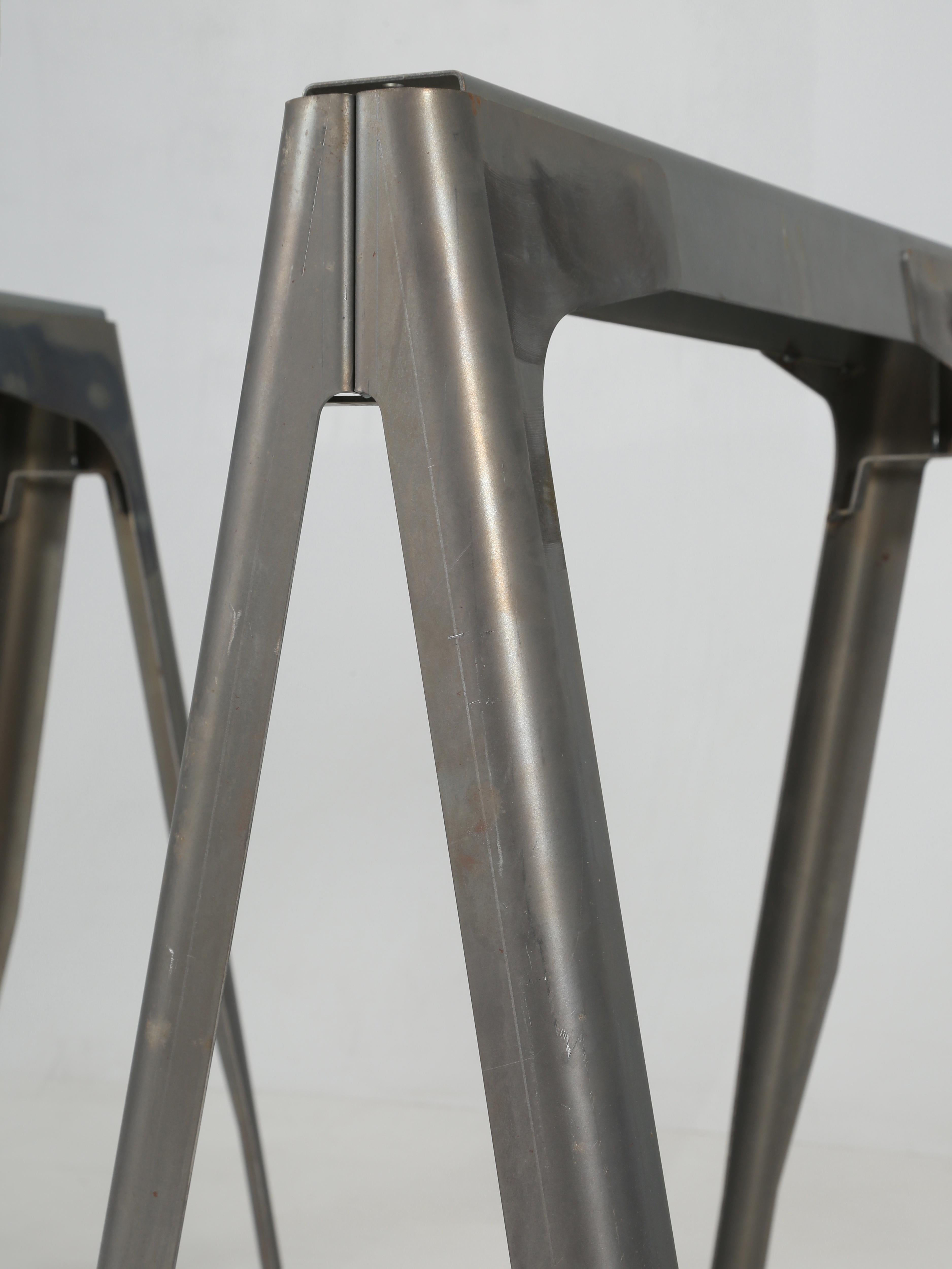 Contemporary Genuine French Made Tolix Steel Trestle Table Legs, Table Top Not Included, New For Sale