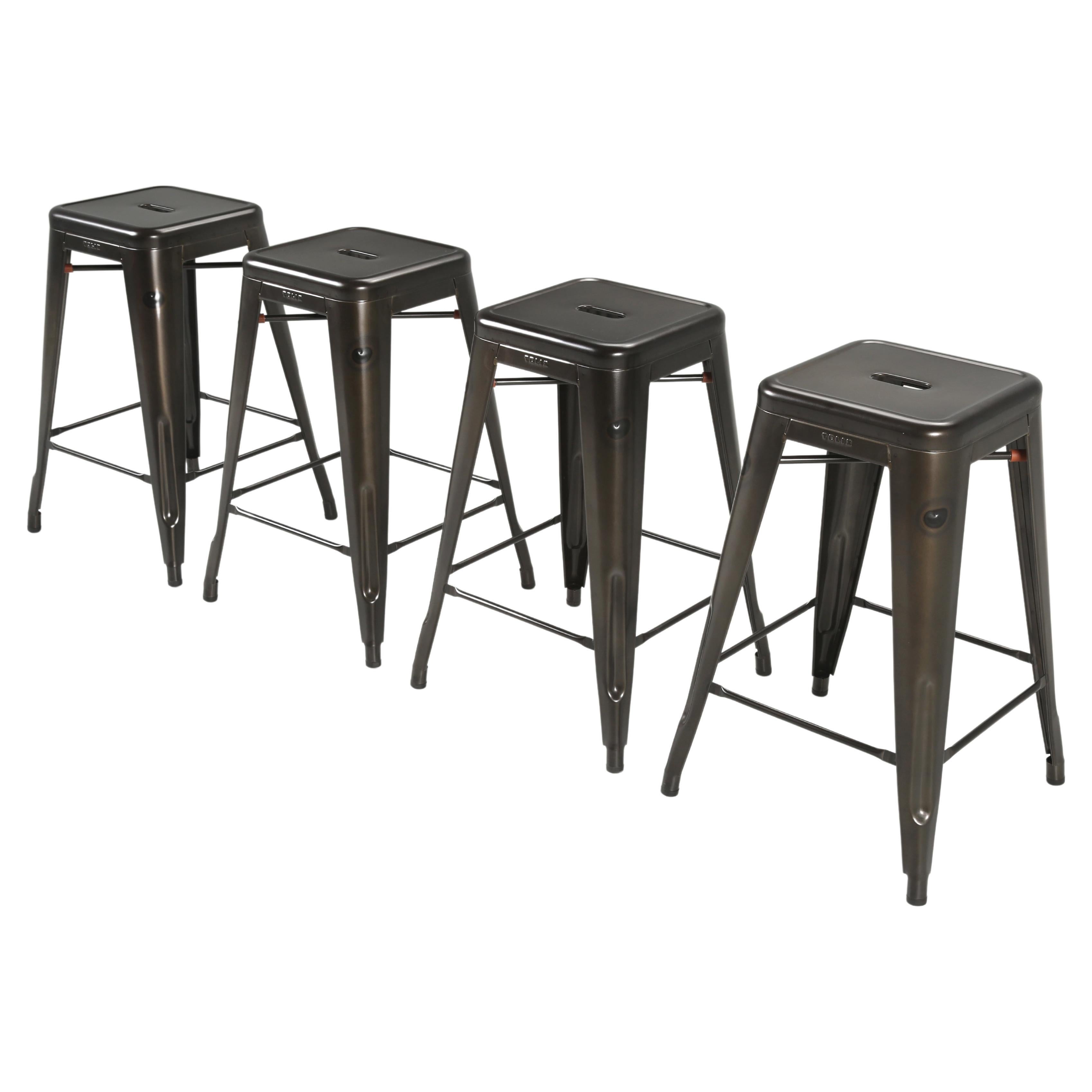 Genuine French Tolix Stacking Stools Set of (10) in Charcoal Grey