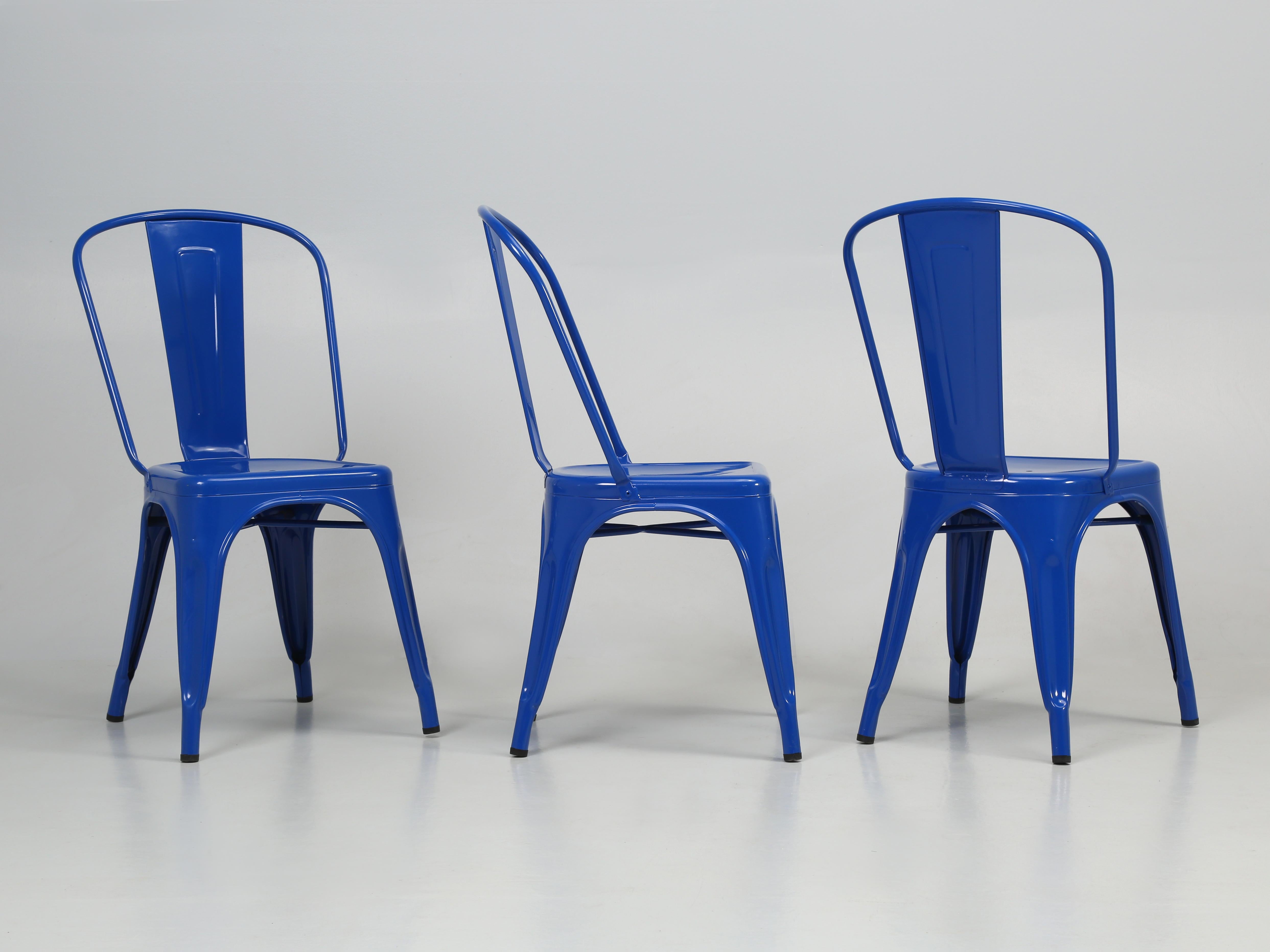 Genuine Tolix Steel stacking chairs originally designed by Xavier Pauchard around the early 1900s. Mr. Pauchard invented a process for protecting metal from rusting. The now famous Tolix Steel Stacking chairs and Steel Stacking Stools did not start