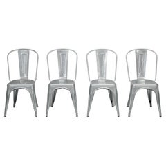 Genuine French Tolix Steel Stacking Chairs Set 10 Galvanized Finish Clear-Coated