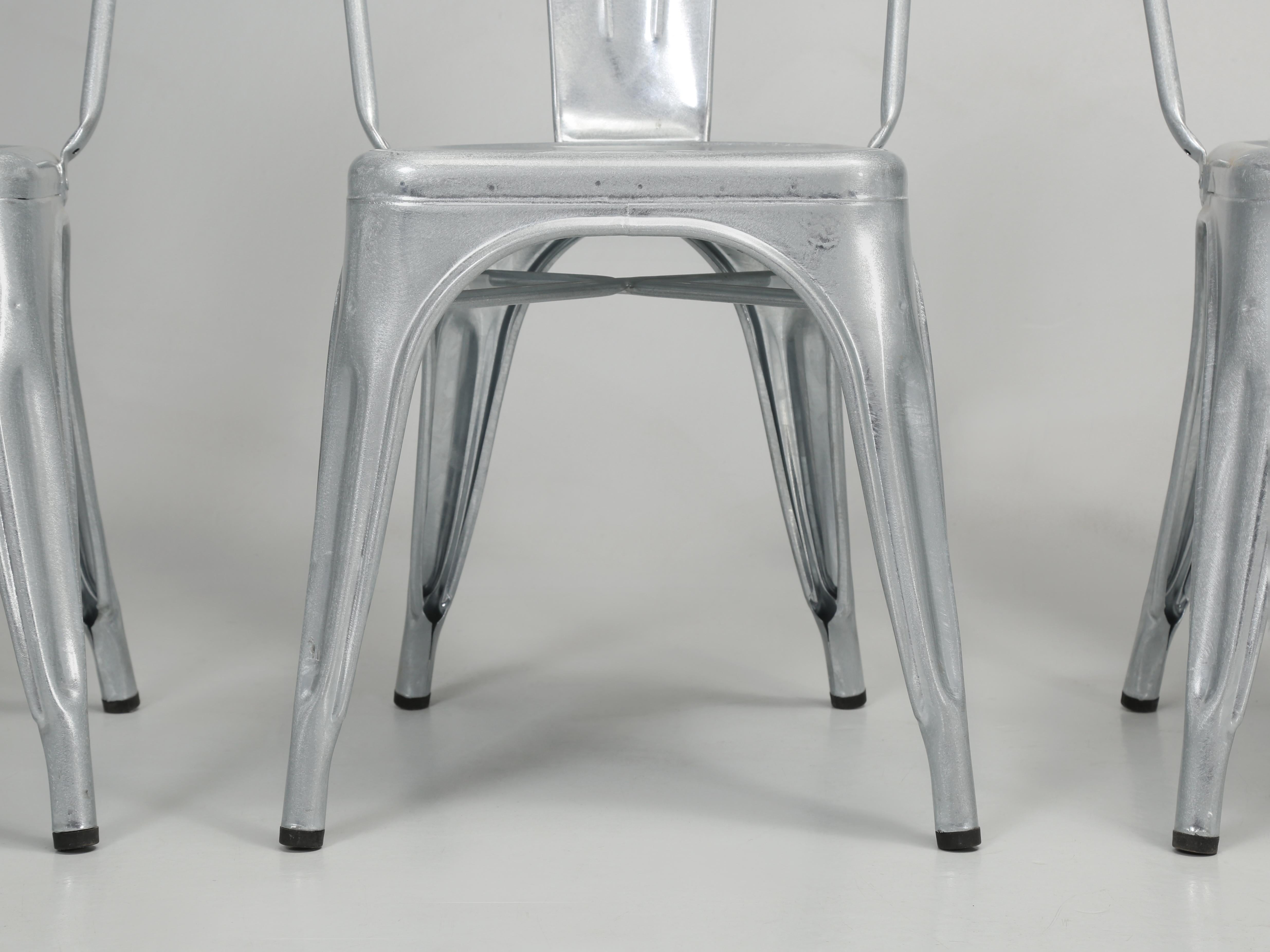 Genuine French Tolix Steel Stacking Chairs Set 4 Galvanized with a Clear-Coat 4