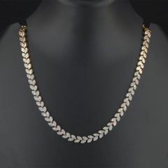 Collier « Tennis Style » « Diamond Leaf » de la marque G/SI, en or jaune 14 carats, joaillerie haut de gamme